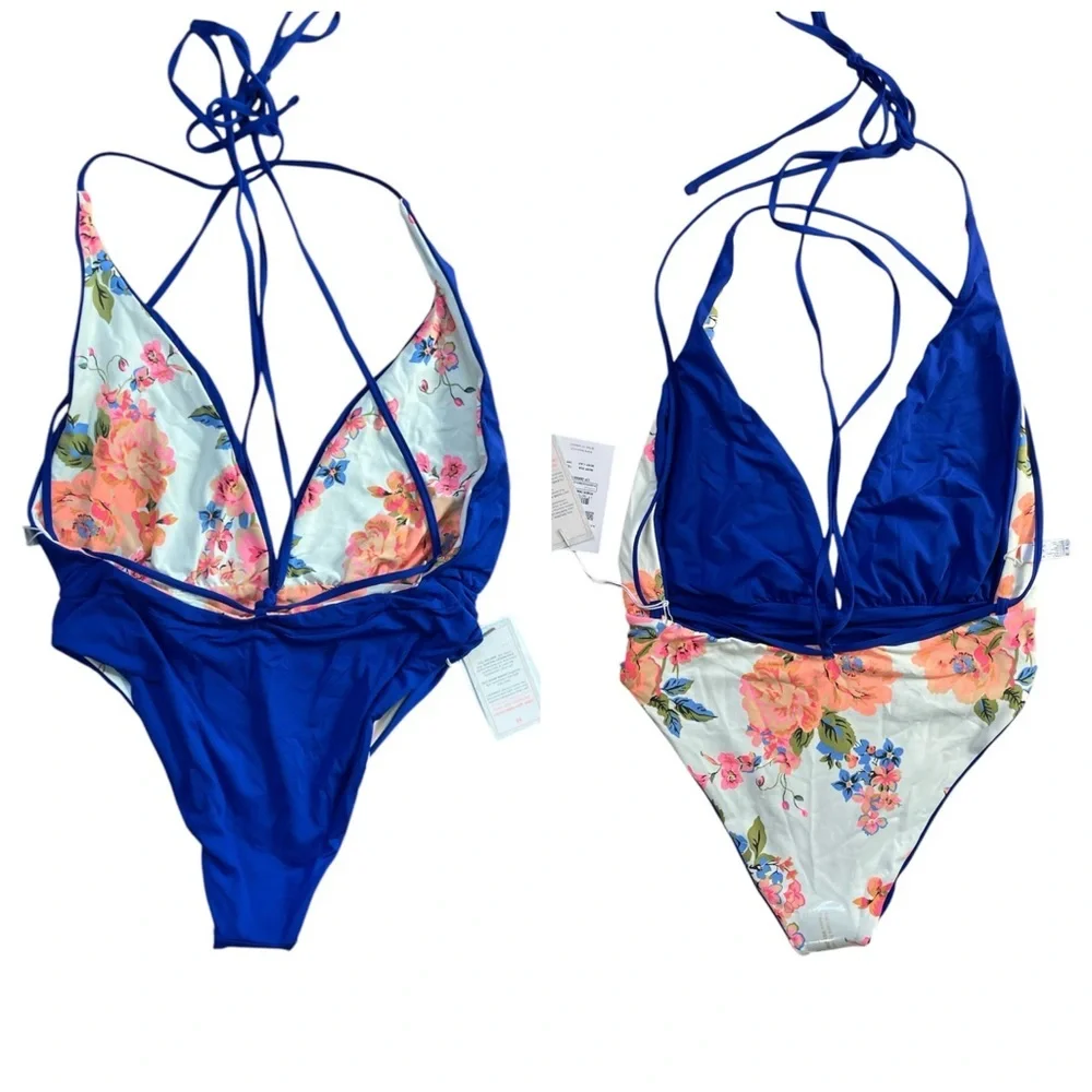 Maaji Safari One Piece Reversible Plunge Swimsuit Size L NWT